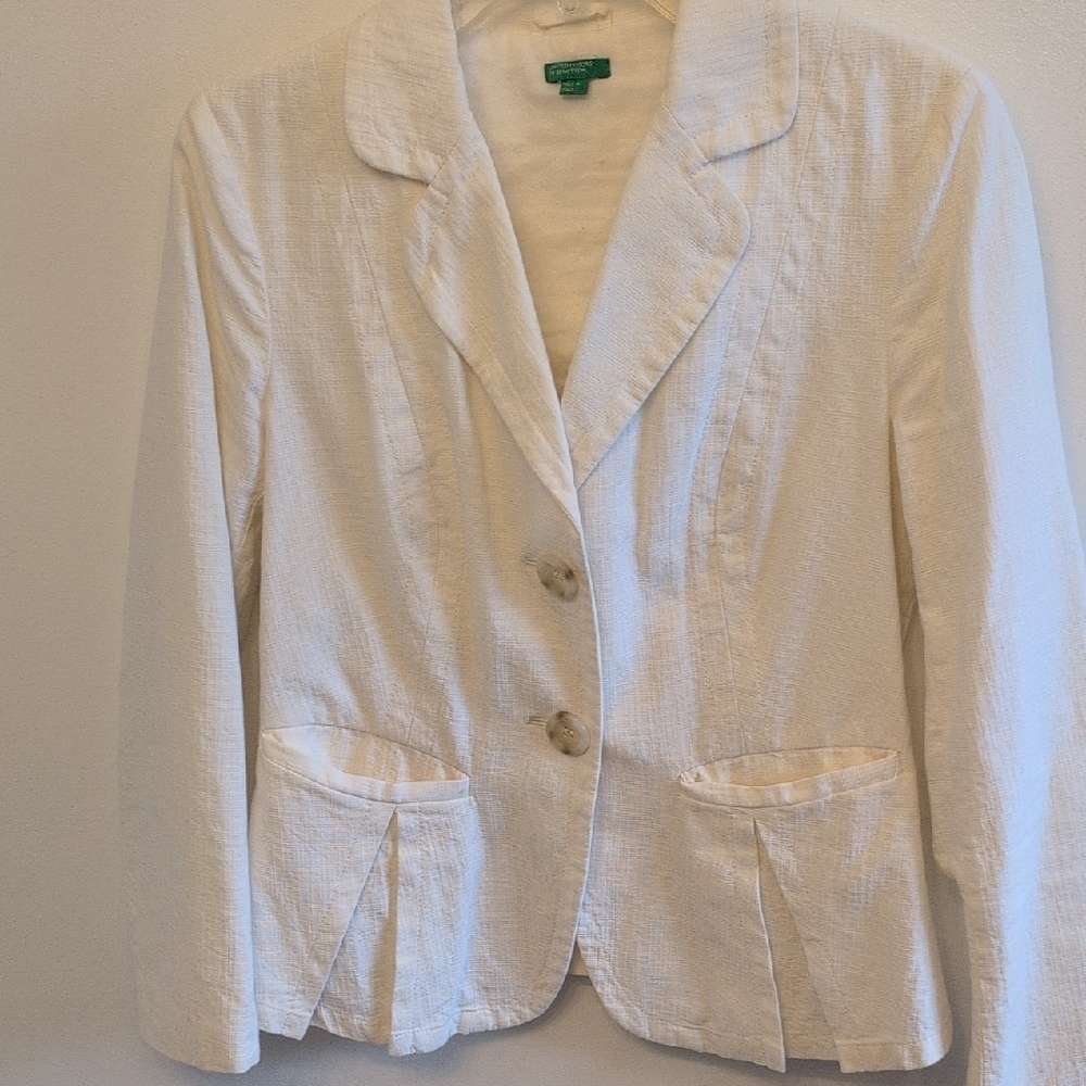 White Textured Women's Blazer